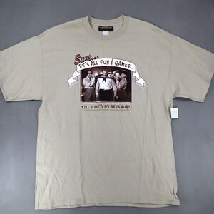 Vintage 2003 The Three Stooges Comedy‎ Promo Shirt Size L Fun Games Get Hurt Y2K